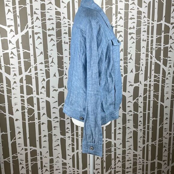 100% Linen Trucker Style Jacket L - Picture 15 of 16